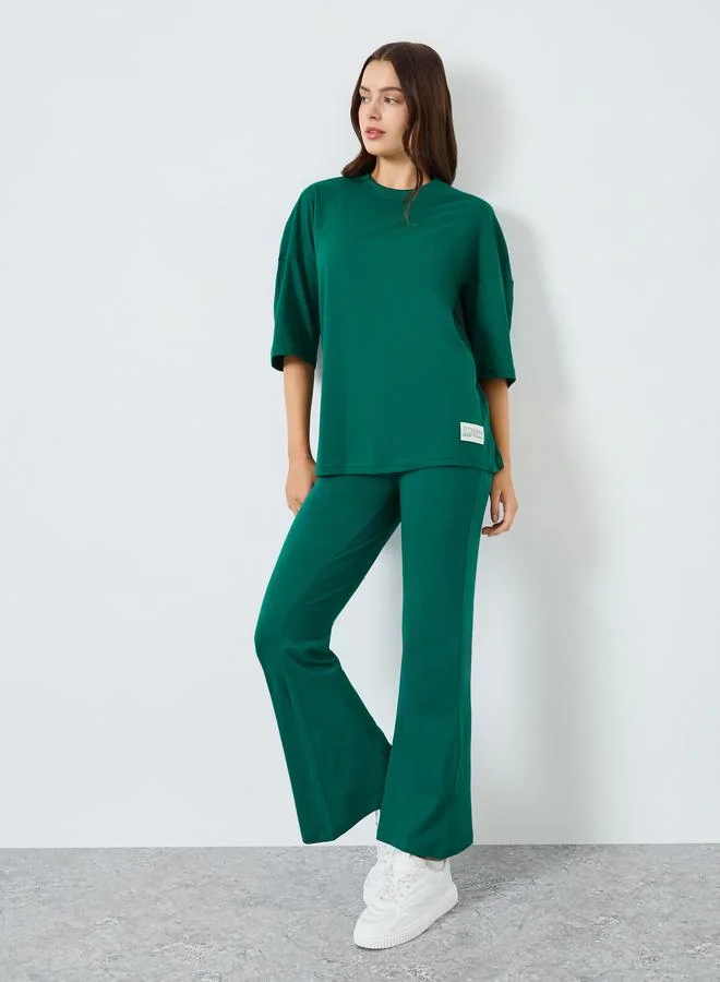Styli Women Dark Green T-Shirt and Leggings Co-Ords